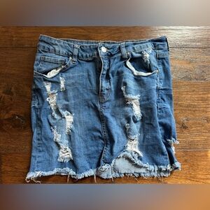Wax Jeans Distressed Denim Skirt- size Large